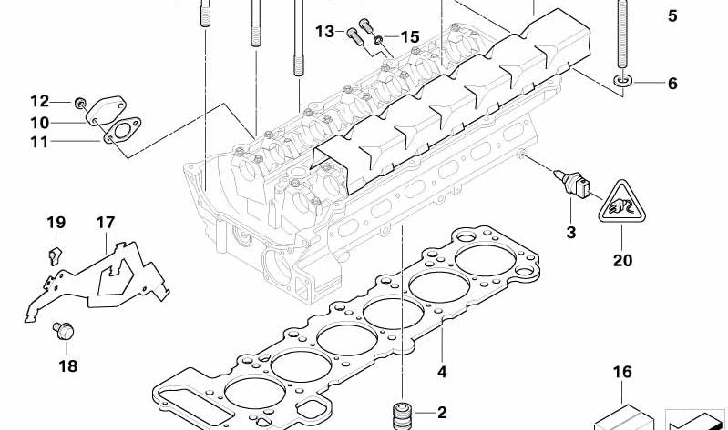 Asbestos-free cylinder head gasket for BMW E46, E39, E60, E61, E38, E65, E66, E83, E53, E85 (OEM 11127501305). Genuine BMW.