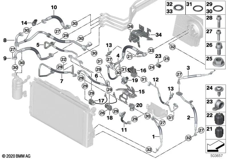 Front suction pipe for BMW I01, I01N (OEM 64509291148). Original BMW