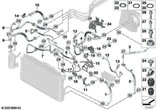 Front suction pipe for BMW I01, I01N (OEM 64509291148). Original BMW