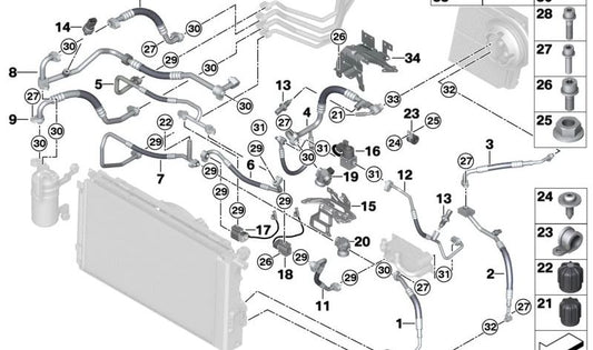 Tubo de aspiración delantero OEM 64509291151 para BMW i3 I01, I01N. Original BMW.