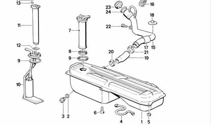 Bomba de combustible con sistema de aspiración OEM 16141179414 para BMW E30 318i (modelos con motor M10, cambio manual y automático, años 1982–1987). Original BMW.