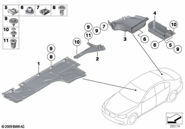 Cubierta trasera central para BMW Serie 7 F01 (OEM 51757187959). Original BMW.