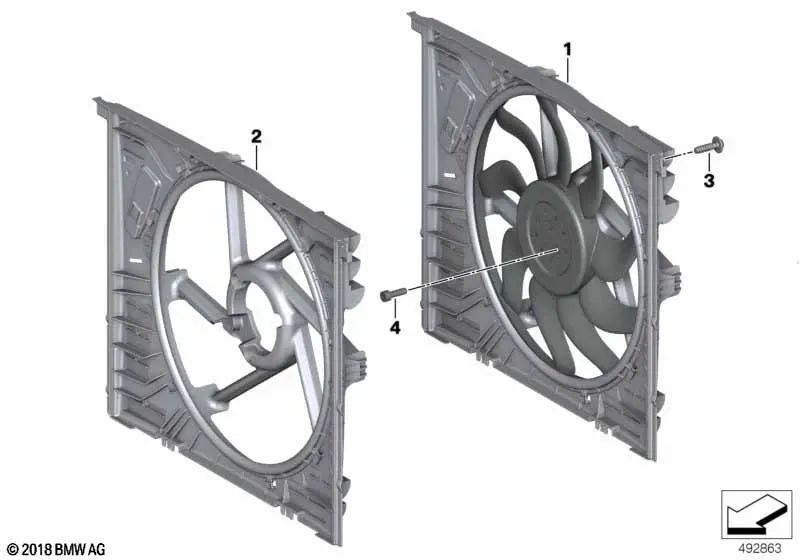 Fan frame for BMW 2 Series G42, 3 Series G20, G21, G28, 4 Series G22, G23, G26, Z4 G29 (OEM 17425A53271). Original BMW