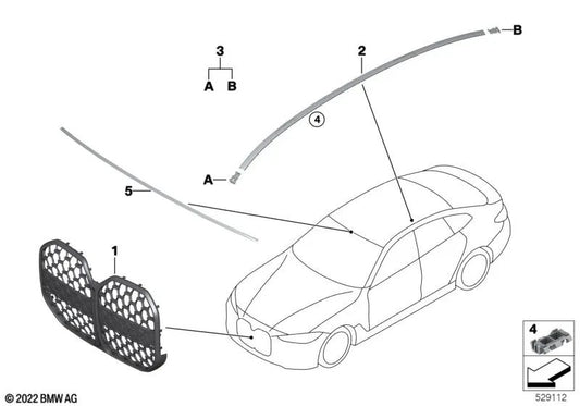 Griglia decorativa frontale per BMW 4 G26 serie (OEM 51138738572). BMW originale.
