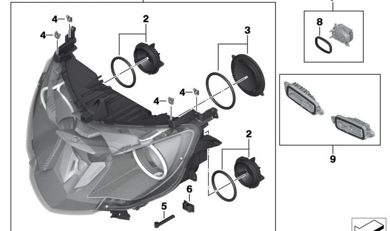 Tapa cubre faro OEM 63127681410 para BMW Serie 3 E90, E91 (316d, 316i) modelos compatibles. Pieza original BMW.
