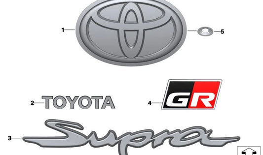 Emblema "SUPRA" OEM 51147497931 para BMW Serie 2 F22, Serie 3 F30, Serie 4 F32, X1 F48, X3 F25, X4 F26, X5 F15, X6 F16, Z4 E89. Original BMW.
