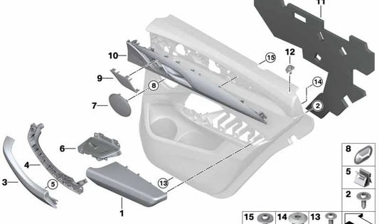 Glossy Oak Wood Door Trim Left for BMW X3 G01, G01N, X4 G02, G02N (OEM 51427940377). Original BMW.