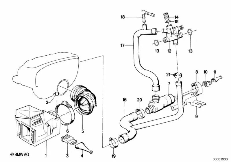 BMW tuyau 3 E30 (OEM 13411309613). BMW d'origine