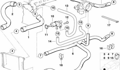 Manguera de refrigerante OEM 11531720678 para BMW E34. Original BMW.