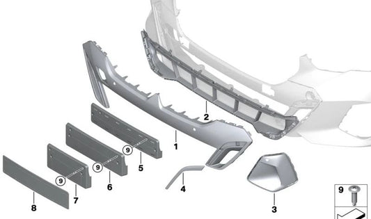 Zentrales Lufteingangsnetz für BMW 5 G60 -Serie, G61 (OEM 51118084629). Original BMW