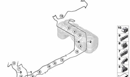 Tubería de combustible trasera OEM 16127404095 para BMW G01, F97, G02, F98. Original BMW.