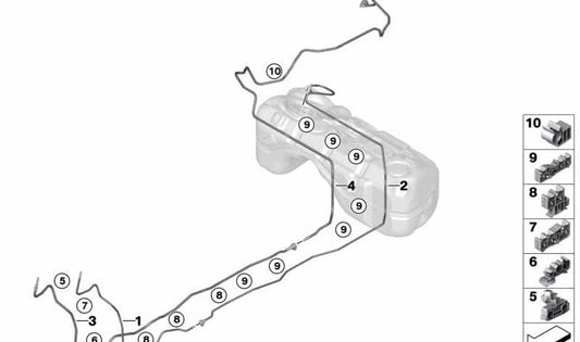 Tubo de ventilación trasero OEM 16137484110 para BMW X3 (F97, G01) y X4 (F98, G02). Repuesto original BMW.