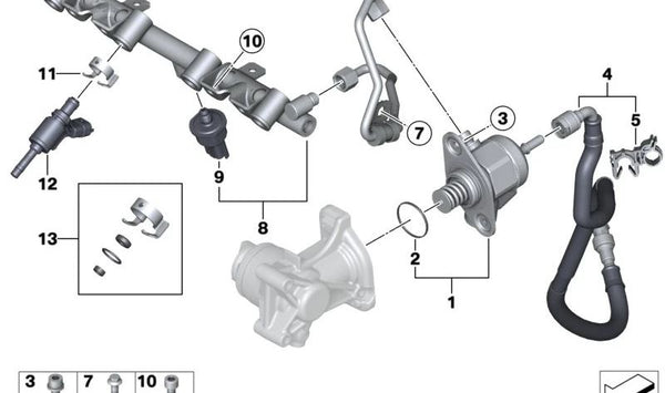 Tobera de inyección OEM 13538682350 para MINI R56, R55, R57, R58, R59, R60, R61 y BMW F20, F21, F30, F31… y más. Original BMW y MINI.
