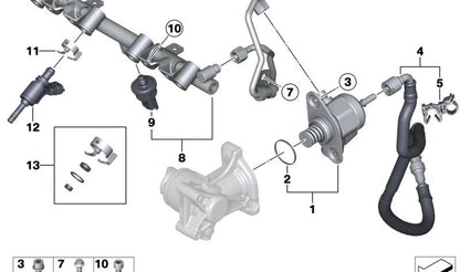 Juego de juntas y fijaciones OEM 13647600869 para MINI R55, R56, R57, R58, R59, R60, R61 y BMW F20, F21, F30, F31. Repuesto original MINI y BMW. Ideal para trabajos en sistema de admisión/inyección.