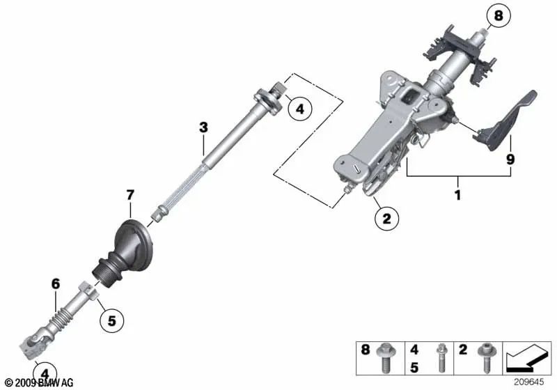 Mechanical steering column adjustment for BMW F07, F10, F11, F18 (OEM 32306795346). Original BMW