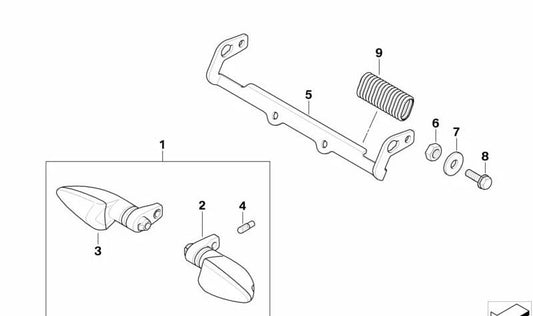 Indicador de direção direito OEM 63137681214 para BMW Motorrad G 450 X (K16). Originais BMW Motorrad.