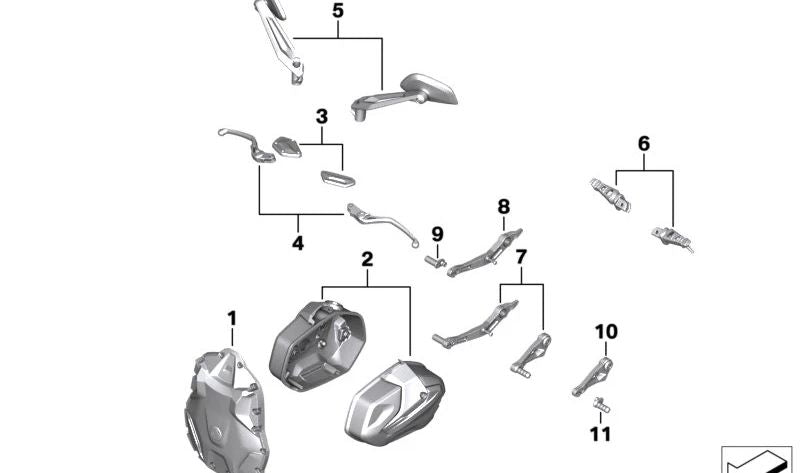 Reposapiés OEM 35218405827 para BMW Motorrad R 1250 R (RK53) y R 1250 RS (RK54). Compatible con modelos 2018-2024. Pieza original BMW Motorrad.