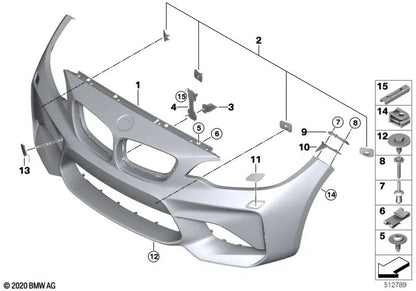 Boîtier de pare-chocs imprimé avant pour BMW F87, F87N (OEM 51118068533). BMW d'origine.