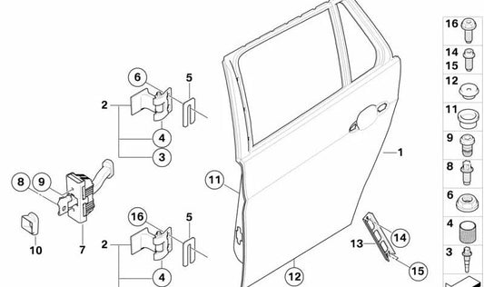 Giochi in alto a destra sul retro OEM 41527046052 per BMW E87, E90, E91. BMW originale.