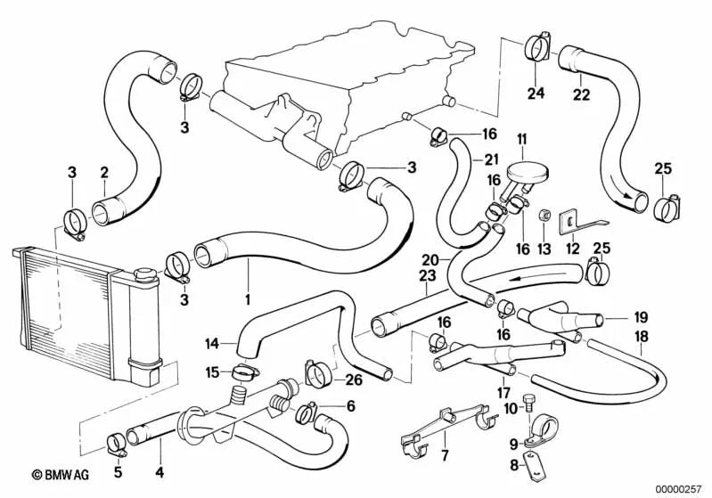 Tube de ventilation pour la série BMW 3 E30 (OEM 11151721908). BMW d'origine