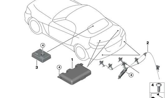 Antena multibanda derecha OEM 65209396828 para BMW E63, E64, F06, F12, F13. Original BMW.