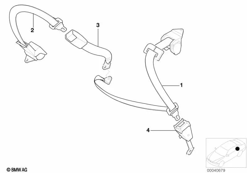 Cinturón abdominal para BMW E38 (OEM 72118174394). Original BMW.