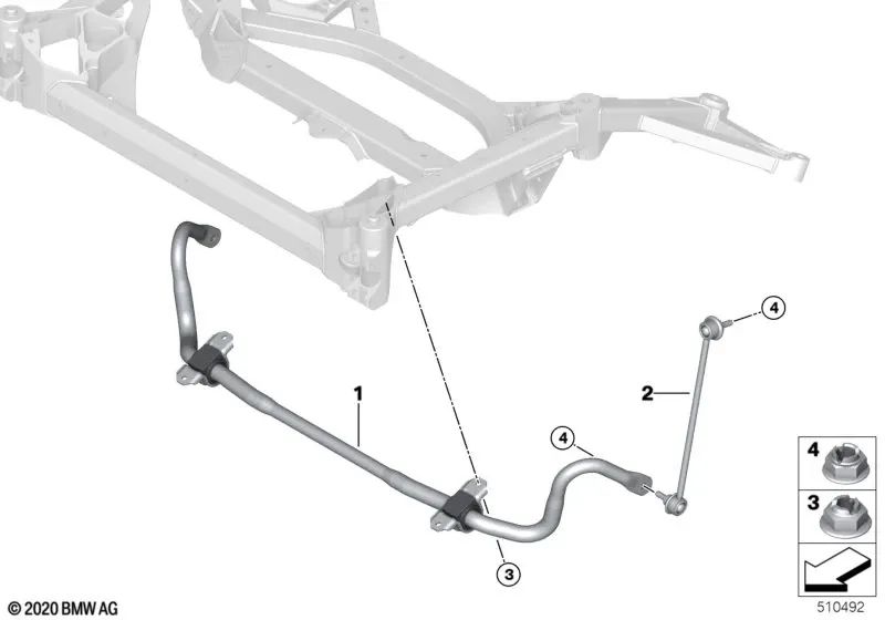 Front Axle Stabilizer for BMW 4 Series G82 (OEM 31358091420). Original BMW