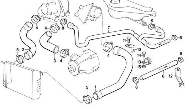 Manguera de refrigerante OEM 11532242177 para BMW Serie 5 E34. Original BMW.