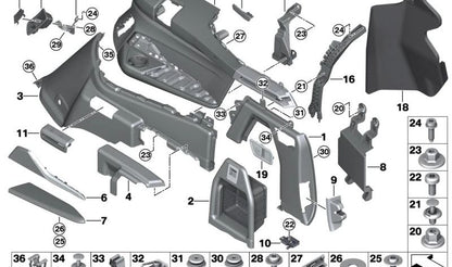 Clip de fijación amarillo OEM 51417007479 para BMW F34, F32, F36, F82, F07, G31, F13, G11, G12, E85, E86, E89, i3 (I01). Original BMW.