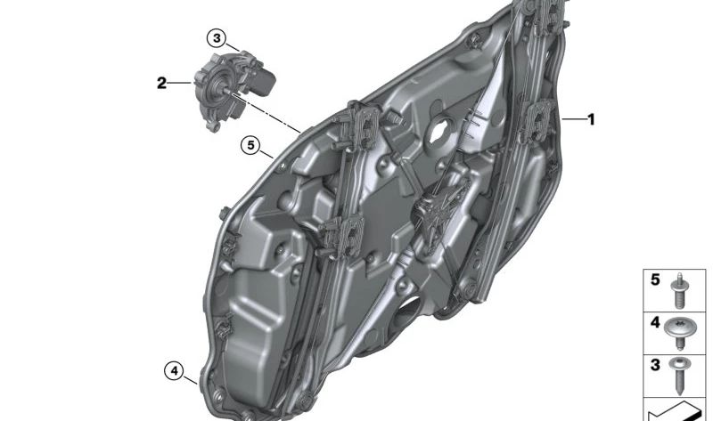 Soporte de puerta delantera izquierda OEM 51335A8DA31 para BMW G60, G61, G90. Original BMW.