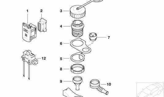 Tapa toma de corriente OBD OEM 61138373323 para BMW E46, E39, E38, X5 E53, X5 F15, X6 F16, Phantom RR1, Ghost RR4... y más. Original BMW.