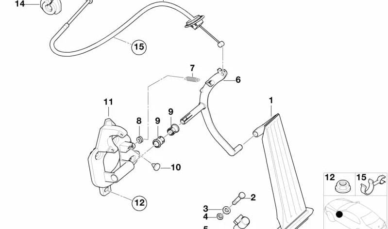 Brake foot lever (OEM 35411163876) for BMW 3 Series E46. Genuine BMW.