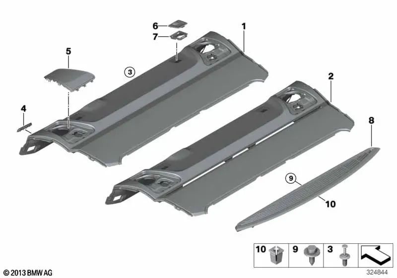 Étagère arrière pour la série BMW 5 F10, F10N, F18N (OEM 51468038183). BMW d'origine