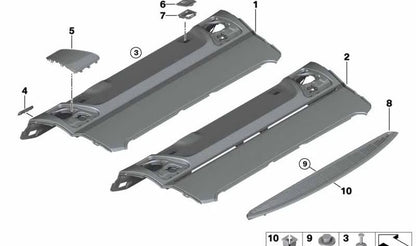 Bandeja de almacenamiento trasera OEM 51469173451 para BMW F10, F18. Original BMW.