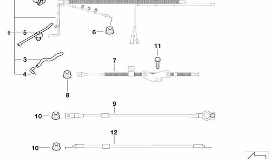 Cable positivo de batería OEM 12427522284 para MINI R50, R52 {Cooper, One 1.4i, One 1.6i}. Original MINI.