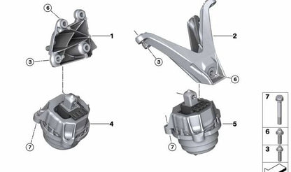 Soporte de motor izquierdo para BMW Serie 5 F90, F90N, Serie 8 F91, F92, F93, X5 F95, X6 F96 (OEM 22117853647). Original BMW