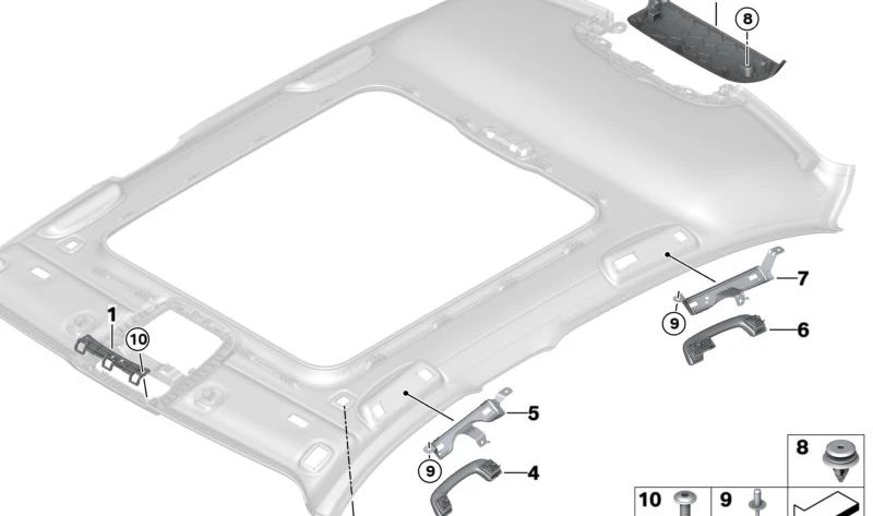Asa de sujeción delantera izquierda OEM 51167433255 para BMW G20, G21, G28, G80, G81. Original BMW.