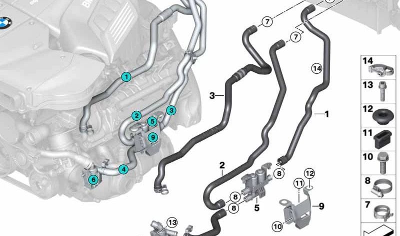 Bomba auxiliar de refrigerante OEM 64119230233 para BMW E70, F15, F85, E71, F16, F86. Original BMW.