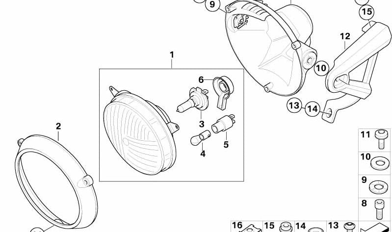 Portafaro derecho OEM 46637696818 para motos BMW G 650 X K15 (2006–2009). Original BMW Motorrad.