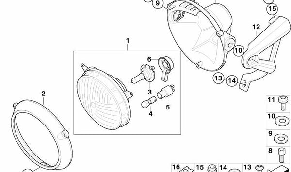 Portafaro derecho OEM 46637696818 para motos BMW G 650 X K15 (2006–2009). Original BMW Motorrad.