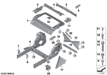 Rear right side member for BMW I01 (OEM 41007311682). Original BMW.