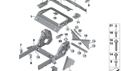 Rear right side member for BMW I01 (OEM 41007311682). Original BMW.