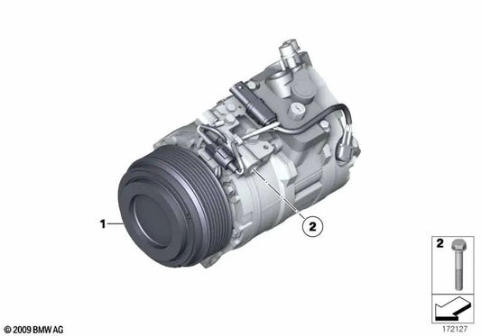 Compressor de ar condicionado para BMW F10, F11, F18, F01, F02 (OEM 64529165808). BMW original.