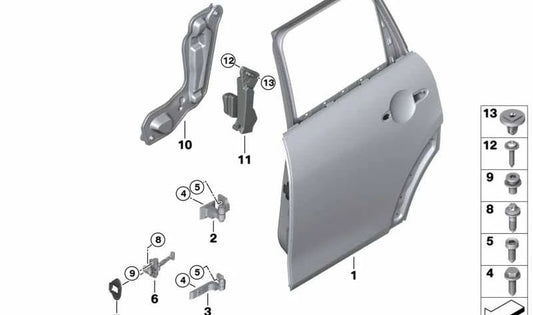 Junta freno de puerta trasera izquierda OEM 51227497233 para MINI F55, F55 LCI, F65. Original MINI.