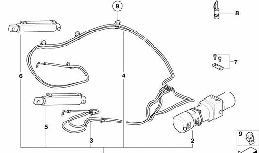 Unidad hidráulica (OEM 54347019872) para MINI R52 {Cooper, Cooper S, One} con cambio manual o automático. Modelos compatibles: RF31, RF32, RF41, RF42, RH31, RH32, RH41, RH42, RD31, RD32. Original MINI.