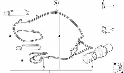 Conjunto de tubería hidráulica izquierdo OEM 54347162765 para MINI Cabrio R52 (11/2002 - 07/2008). Original MINI.