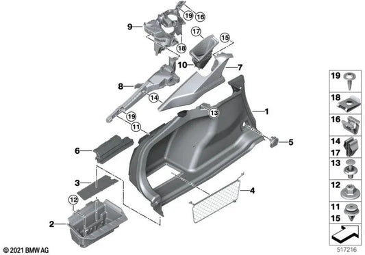 Compartimento di archiviazione per la serie BMW 4 G26 (OEM 51479893877). BMW originale.