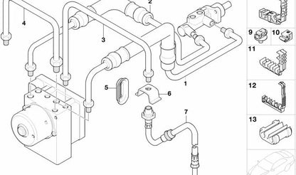 Tubería con manguera de presión para BMW E46 (OEM 34326756873). Original BMW