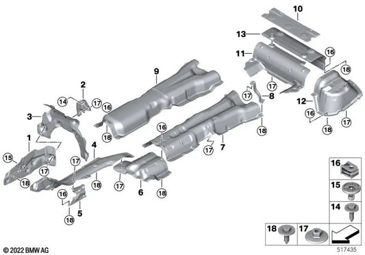 Isolamento termico posteriore termico per la serie BMW 7 G70 (OEM 51489498325). BMW originale.