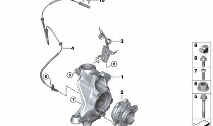 Soporte para latiguillo de freno delantero derecho OEM 34306877744 para BMW G20, G21, G22, G23, G26, G28, G42. Original BMW.